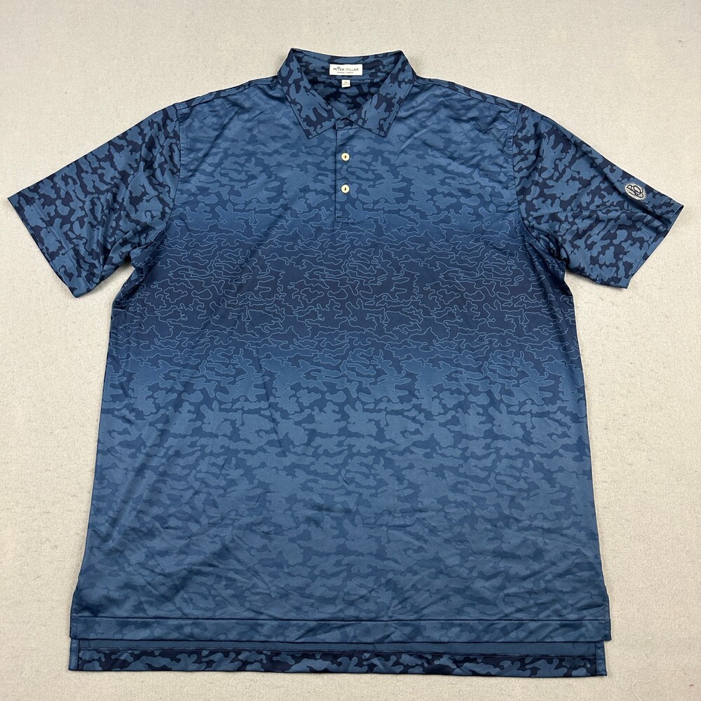 Peter Millar Polo Shirt Men Extra Large Blue Camo Summer Comfort Golf XL